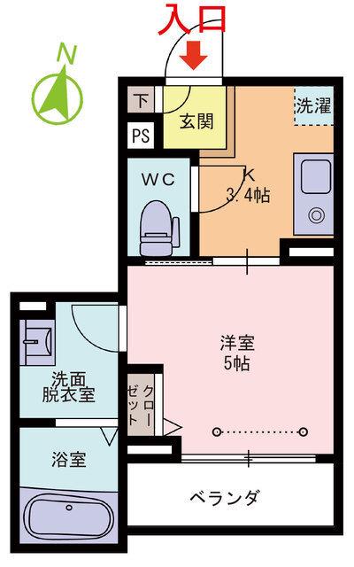 BLU MONTE(1K/2階)の間取り写真