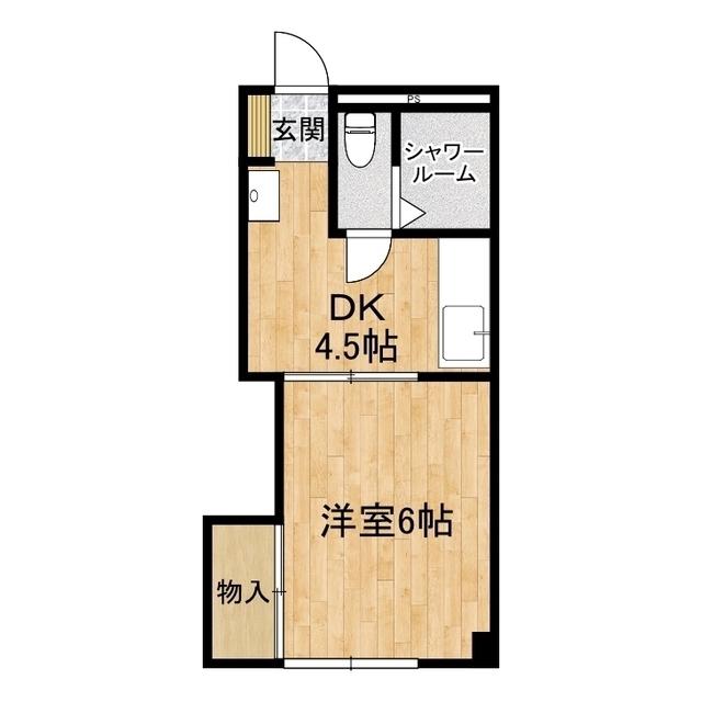 ベルコムつくば(1K/4階)の間取り写真