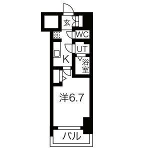 メイクス鶴舞II(1K/7階)の間取り写真