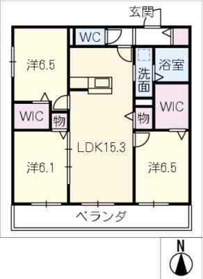ソレーユIII(3LDK/2階)の間取り写真