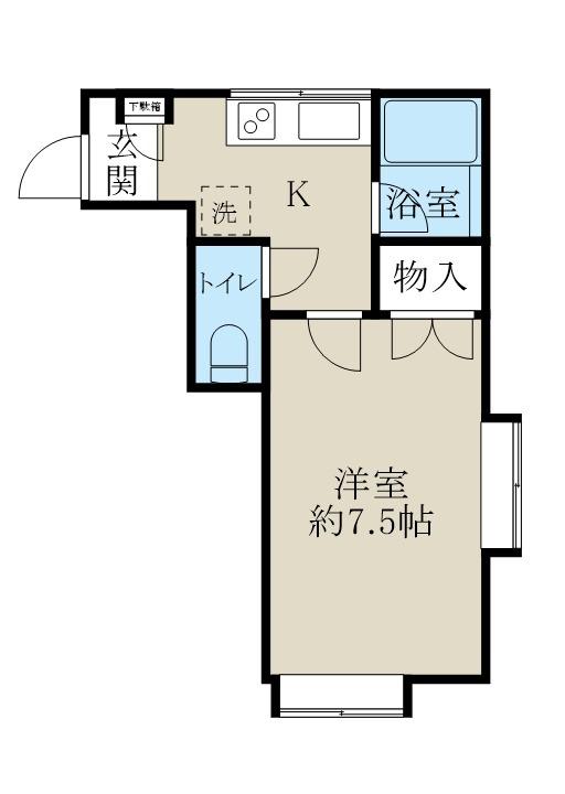 カサベルデ旭町(1K/1階)の間取り写真