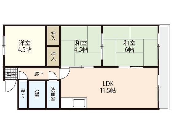 リーブル広(3LDK/10階)の間取り写真