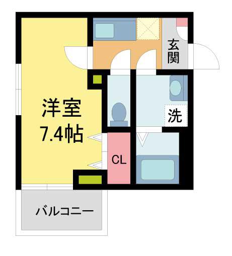 ココングランジュール宝塚南口(1K/2階)の間取り写真