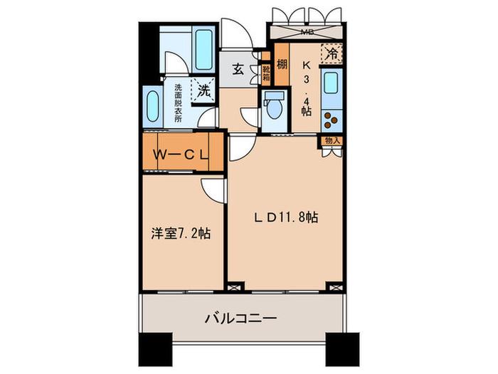 パークタワー目黒(1LDK/9階)の間取り写真