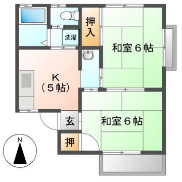 メゾン吉原(2K/2階)の間取り写真
