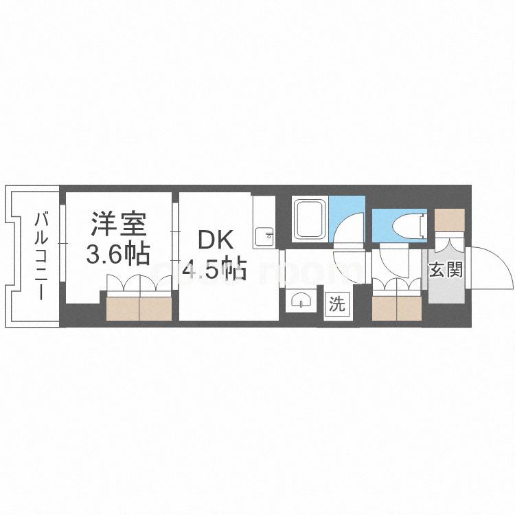 エル・セレーノ大阪天神橋(1DK/2階)の間取り写真