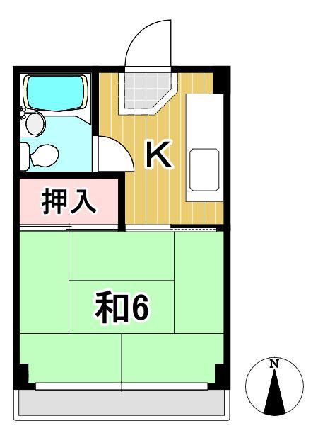 クレール池の川(1K/3階)の間取り写真