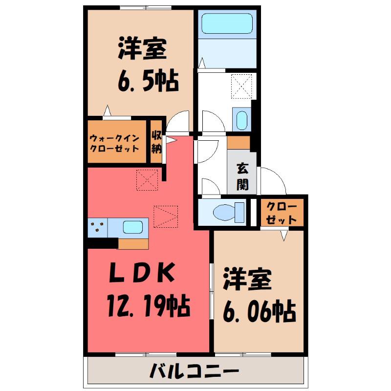 ポルトフィーノ A(2LDK/1階)の間取り写真