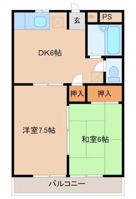 パークヒルズ百草第1(2DK/2階)の間取り写真