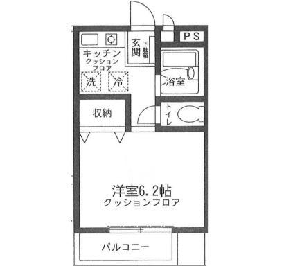 ゼピュロス東伏見(1K/2階)の間取り写真