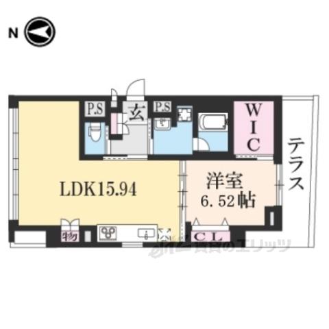 プランドール神宮丸太町(1LDK/1階)の間取り写真