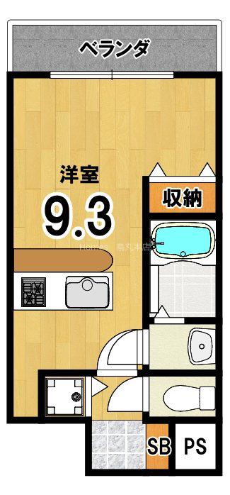 EXCEED御所東(1K/3階)の間取り写真