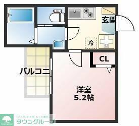 リアル綱島パークテラスA棟(1K/2階)の間取り写真