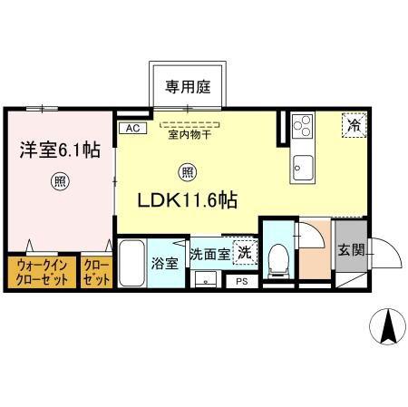 D-RESENA丸山N(1LDK/1階)の間取り写真
