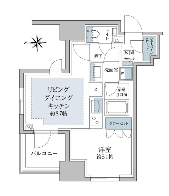 リビオレゾン三田(1LDK/7階)の間取り写真