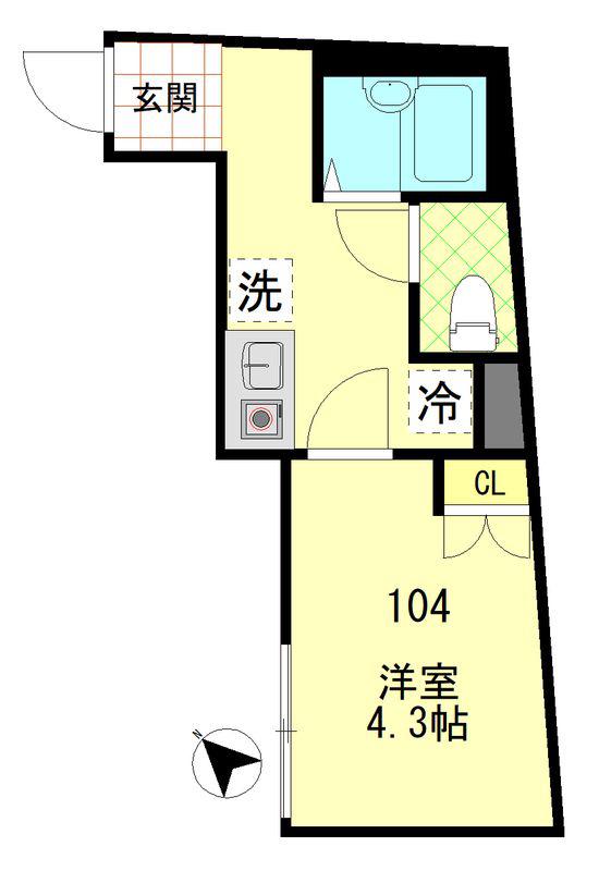 カーザ志村(1K/1階)の間取り写真