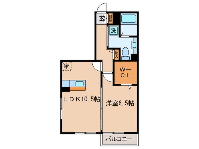 ソレアードII(1LDK/1階)の間取り写真