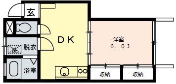 シーホーク成田(1DK/1階)の間取り写真