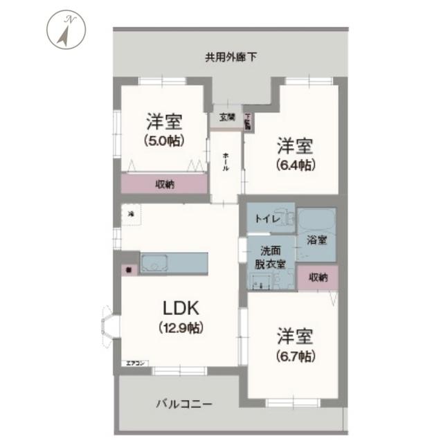 エクセルシオール(3LDK/1階)の間取り写真