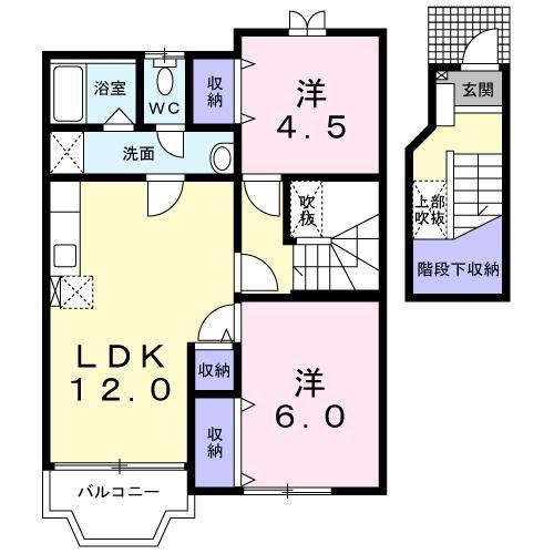 モーニンググローリーD(2LDK/2階)の間取り写真