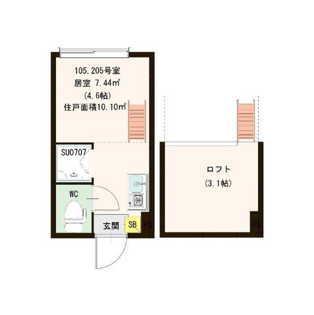 PINES三軒茶屋(ワンルーム/2階)の間取り写真
