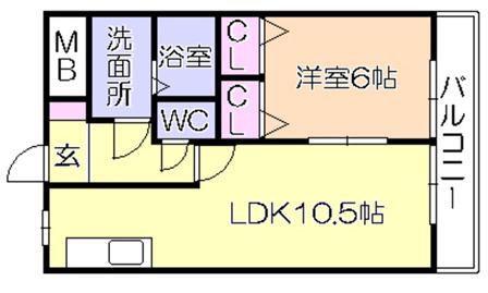 セレンディピティ(1LDK/5階)の間取り写真