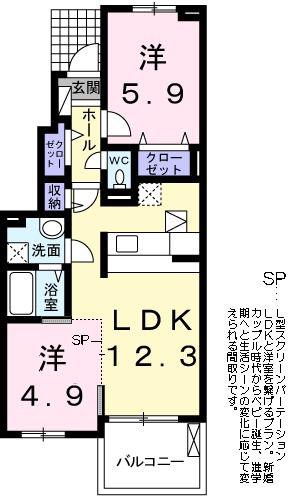 ラベンダー(2LDK/1階)の間取り写真