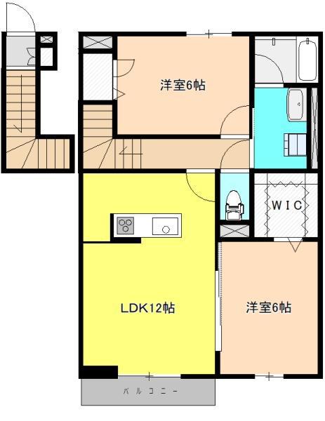 カメリアII(2LDK/2階)の間取り写真