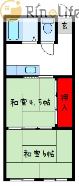 エクセレント老原B棟(2K/2階)の間取り写真