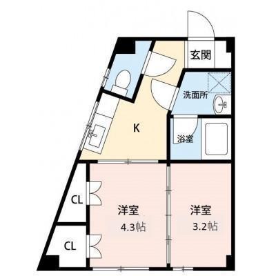 コーポTOMO(2K/2階)の間取り写真