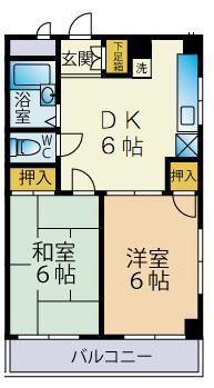 フラット矢作(2DK/3階)の間取り写真