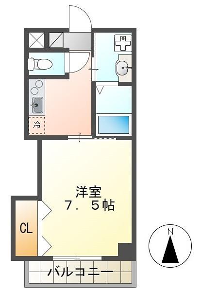 ISグランデ横山町(1K/7階)の間取り写真