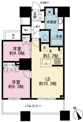 ザ・パークハウス西新宿タワー60(2LDK/35階)の間取り写真