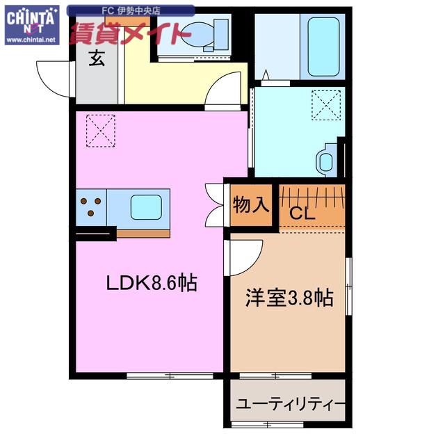 ONE小俣(1LDK/1階)の間取り写真