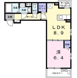 サザンクロス(1LDK/2階)の間取り写真