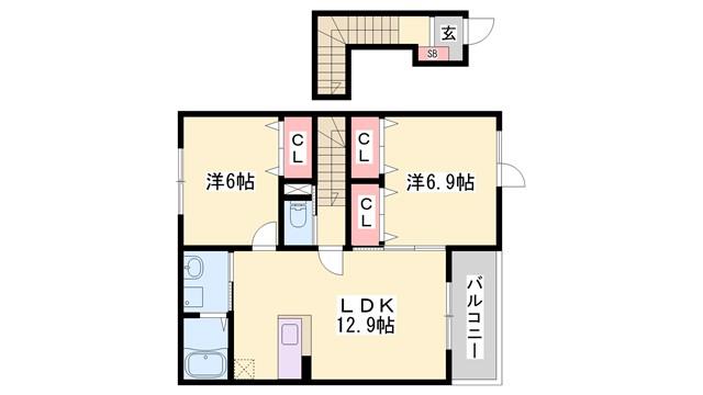 モーメント フェリセス16(2LDK/2階)の間取り写真