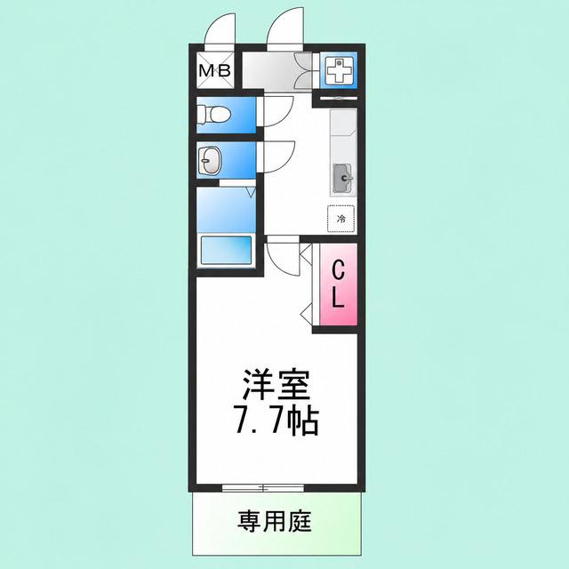 エスパシオ(1K/1階)の間取り写真