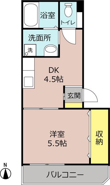 プレジデント岩田(1DK/1階)の間取り写真