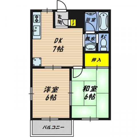 フジ京橋ハイツ(2DK/2階)の間取り写真