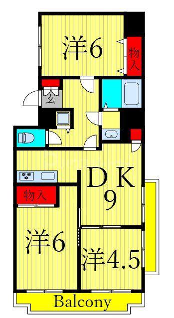 メゾンエスユー(3DK/4階)の間取り写真