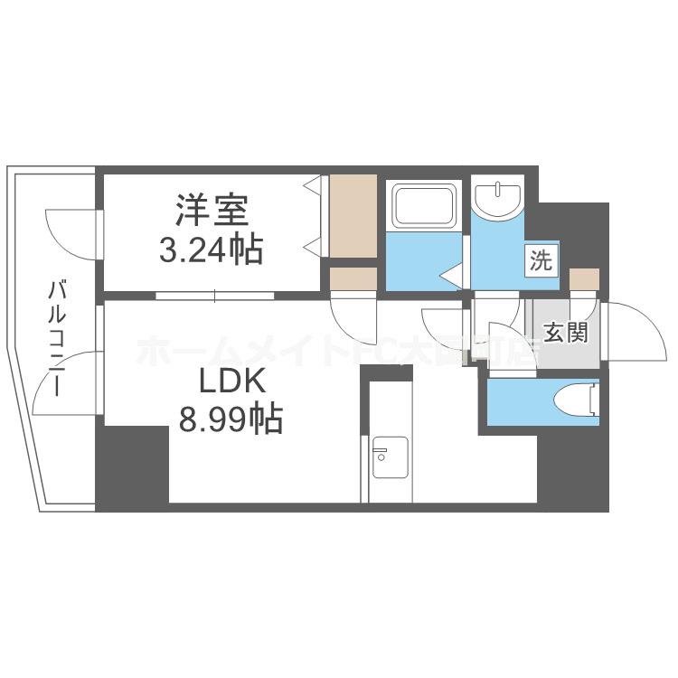 ARTIZA西長堀(1LDK/5階)の間取り写真
