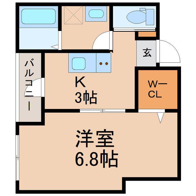 LIEN(1K/3階)の間取り写真