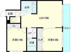 サンライン山鼻(2LDK/1階)の間取り写真