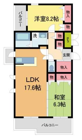 アイエフコート西宮(2LDK/3階)の間取り写真