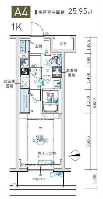 MAXIV生田(1K/2階)の間取り写真