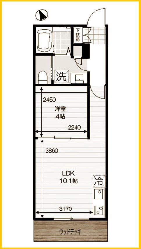 フェニーチェ白楽(1LDK/1階)の間取り写真