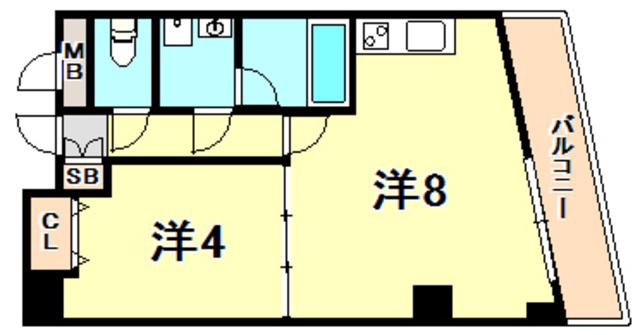 アドモリモト元町通(1LDK/9階)の間取り写真