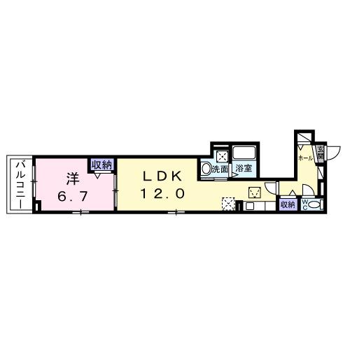 ヒカルサ泉大津条南町(1LDK/1階)の間取り写真