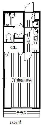 ヴィラ小竹(1K/1階)の間取り写真
