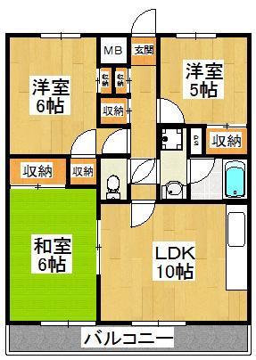 メゾン・ウォーム(3LDK/2階)の間取り写真